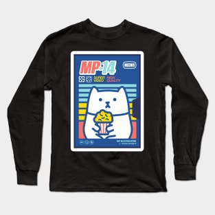 Blue and Red Retro Popcorn Cat Long Sleeve T-Shirt